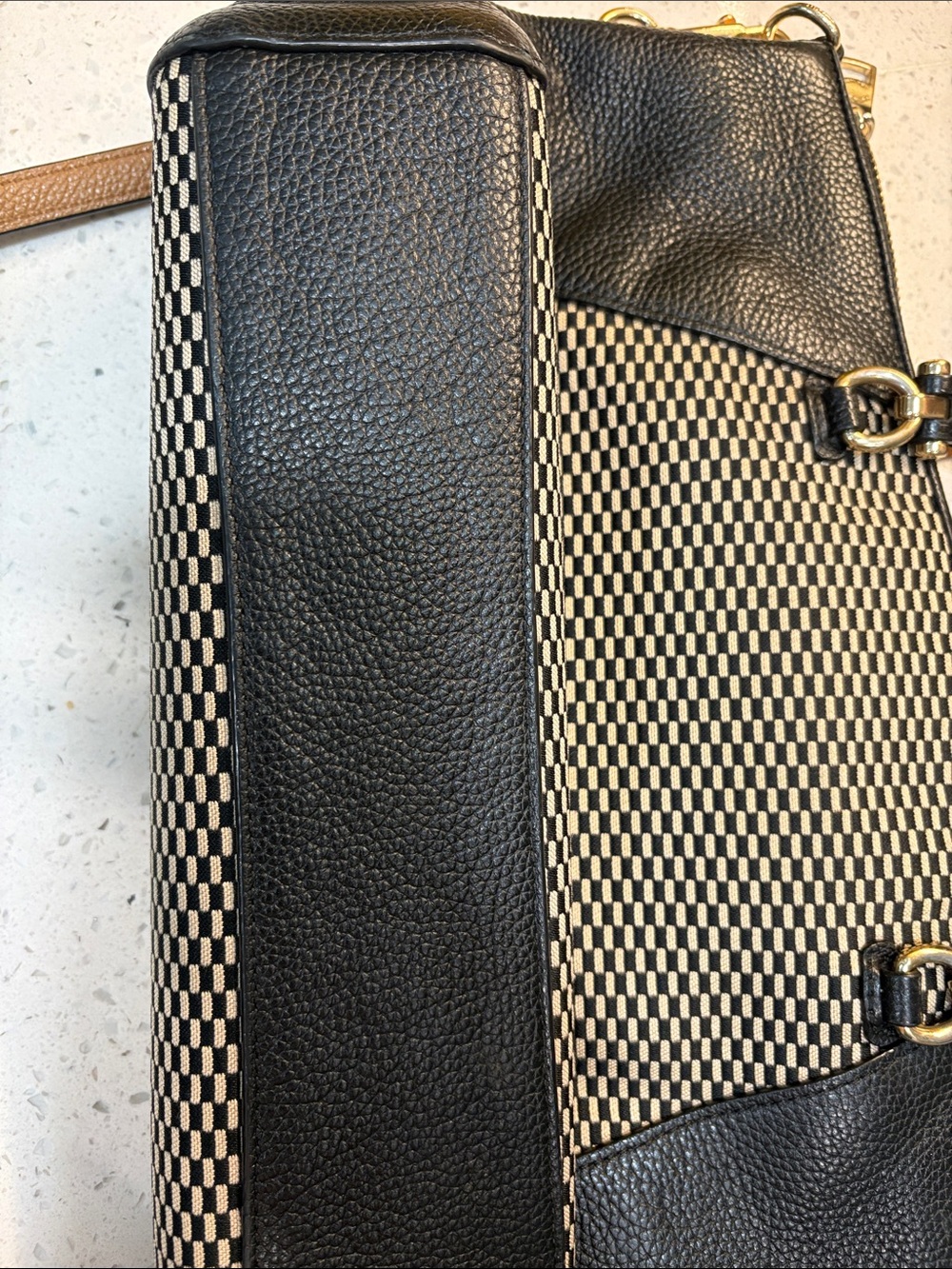 Coach Black Tote with Gold Woven Front Panel - Picture 7 of 7